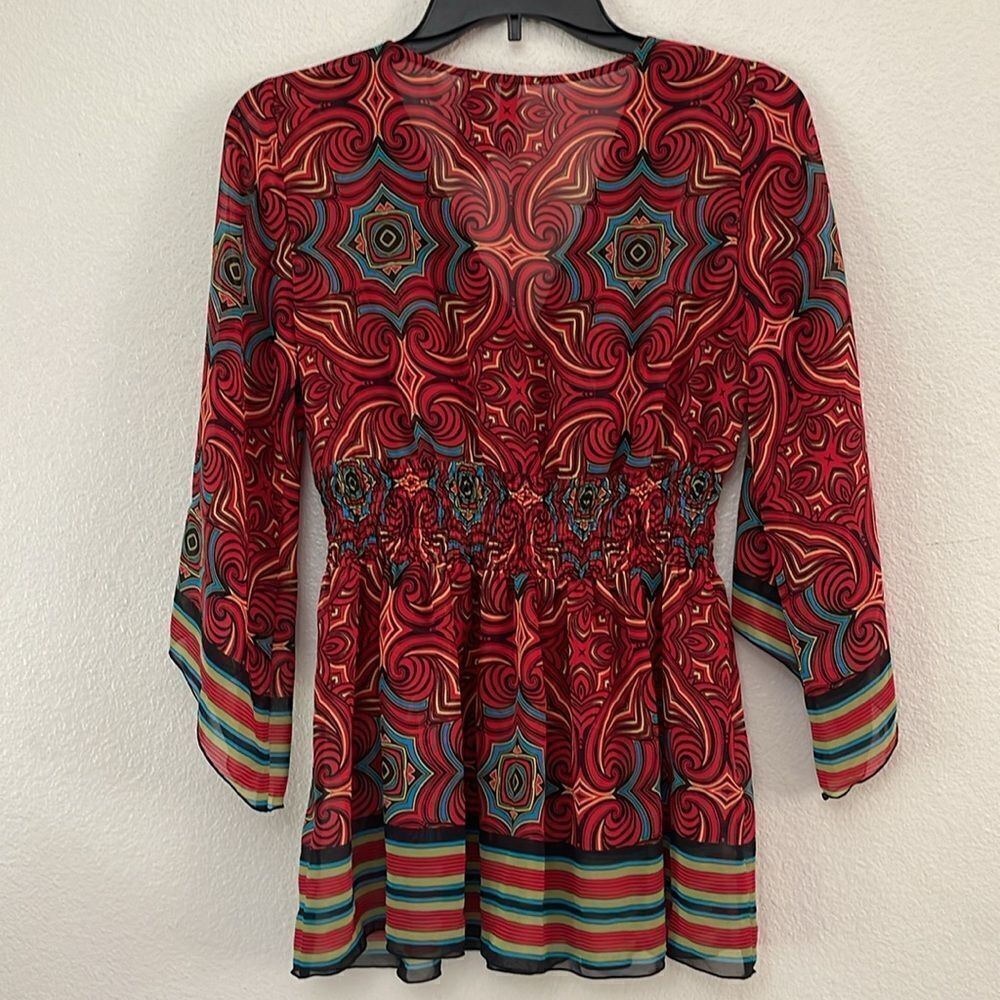 Bisou Bisou Sheer Blouse Size Small - Picture 2 of 4